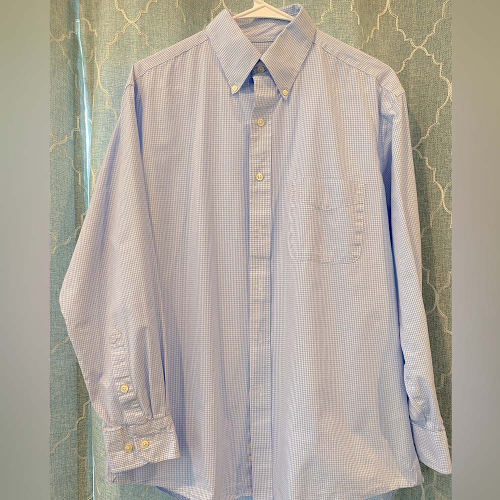 Club room regular fit performance blue striped button down 15.5 / 32/33